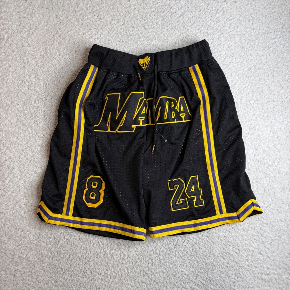 Just Don Mamba Basketball Shorts Mens Small Black Yellow Kobe Bryant 8 24 Mesh